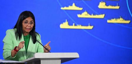 (FILES) Venezuela's Vice President Delcy Rodriguez speaks during a press conference in Caracas on September 8, 2025. President Donald Trump said on January 3, 2026, that US forces had captured Venezuela's leader Nicolas Maduro after bombing the capital Caracas and other cities in a dramatic climax to a months-long standoff between Trump and his Venezuelan arch-foe. (Photo by Federico PARRA / AFP)