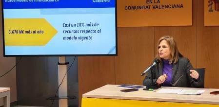 Pilar Bernané, en la presentación del modelo de financiación para Valencia