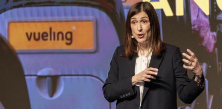 Carolina Martinoli, consejera delegada y presidenta de Vueling, durante el acto de este miércoles