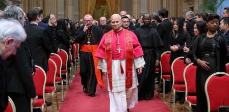 León XIV, el 9 d enero en el Vaticano, durante la recepción al cuerpo diplomático 