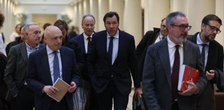El ministro de Transportes, Óscar Puente, tras comparecer el jueves en el Senado&nbsp;