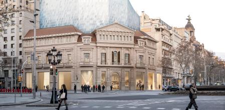 Imagen virtual del futuro Museu Carmen Thyssen de paseo de Gràcia/Granvia, de los estudios OUA/Casper Mueller Kneer Architects, por encargo de Stoneweg