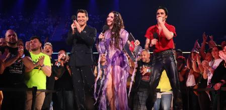 Los tres presentadores del festival