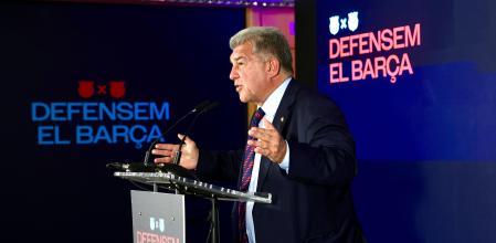 Joan Laporta, durante la presentación de su campaña
