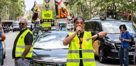 Alberto Álvarez, alías Tito, en la una de tantas protestas de taxistas en Barcelona