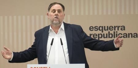 El presidente de ERC, Oriol Junqueras, interviene en la reunión del consell nacional de los republicanos en Barcelona, este sábado. EFE/Alejandro García