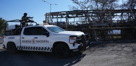 Una patrulla de la Guardia nacional durante los disturbios en México.