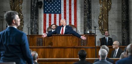 El presidente de Estados Unidos, Donald Trump, pronuncia el primer discurso del Estado de la Unión de su segundo mandato ante una sesión conjunta del Congreso.