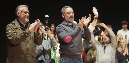 El líder de Vox, Santiago Abascal, en un acto electoral este lunes en el Palacio de Congresos de Salamanca