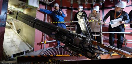 Demostración del funcionamiento del brazo robótico en Naraha, en la prefactura japonesa de Fukushima.