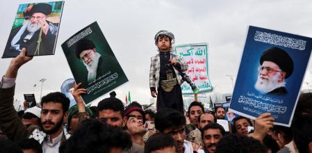 En Sanaa, los hutíes de Yemen protestan en contra de la ofensiva de EE.UU. e Israel sobre Irán y Líbano&nbsp;