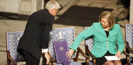 Imagen de la silla vacía de Liu Xiaobo en la que quedó depositado el Premio Nobel de la Paz