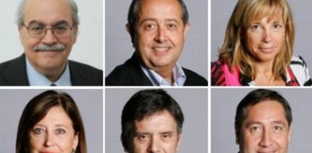 Fila superior: Andreu Mas-Collell (Economia i Universitats), Felip Puig (Interior), Joana Ortega (Governació i RR.II.), Irene Rigau (Educació). Fila inferior: Lluís Recoder (PTOT i Sostenibilitat), Josep Maria Pelegrí (Agricultura i Medi Ambient).