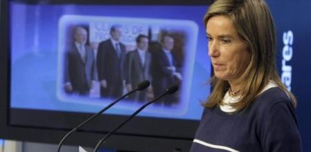Fotografía de la vicesecretaria de Organización del PP, Ana Mato, durante una conferencia de prensa celebrada recientemente en la sede nacional del partido