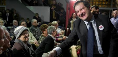 El alcalde de Barcelona, Jordi Hereu, en el acto de arranque de su campaña de las primarias del PSC