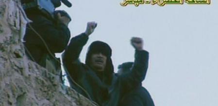 Captura televisiva del discurso de Gadafi en la plaza Verde de Trípoli