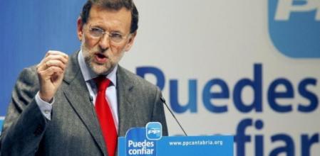 El presidente del PP, Mariano Rajoy, durante su intervención en un acto del partido