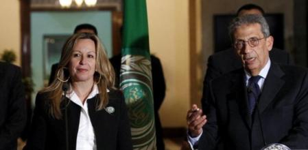 El veterano Amr Musa, ayer en El Cairto, durante la rueda de prensa con la ministra Jiménez