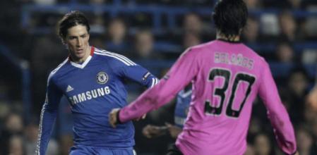 Fernando Torres empezó el partido ante el Copenhague en el banquillo y salió en la segunda parte