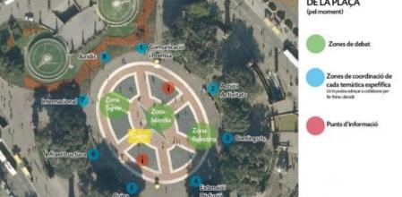 Mapa de los puntos de organización de la Plaça Catalunya de Barcelona