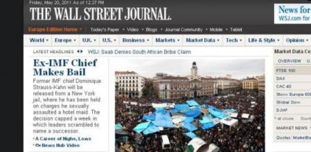 Portada de la edición digital de 'The Wall Street Jornal'.