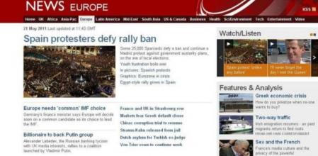 La portada de la edición digital de la BBC.