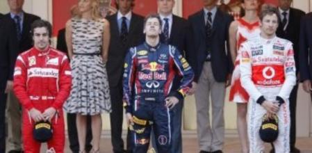 Vettel, Alonso y Button en el podio de Mónaco