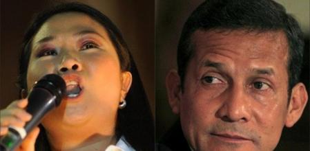 Imágenes de los candidatos a las elecciones presidenciales peruanas, el nacionalista Ollanta Humala y la congresista Keiko Fujimori