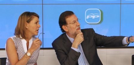 El líder del Partido Popular, Mariano Rajoy, junto a la secretaria general del partido, María Dolores de Cospedal, durante la reunión del Comité Ejecutivo Nacional