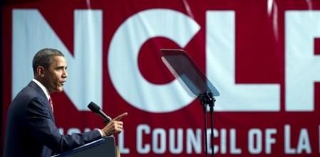 El presidente de EE.UU, Barack Obama, hoy en el Congreso Nacional de La Raza, la mayor organización hispana del país