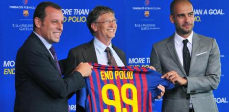 Encuentro entre Sandro Rosell, Bill Gates y Pep Guardiola con motivo de la campaña 