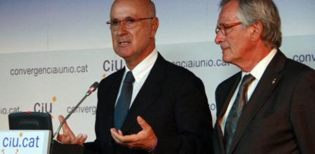 Duran Lleida, en rueda de prensa, junto a el alcalde de Barcelona, Xavier Trias