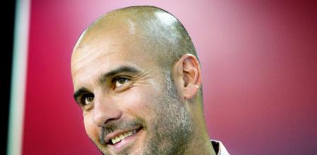 El entrenador del FC Barcelona, Josep Guardiola, durante una rueda de prensa