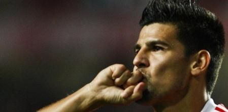Nolito celebra uno de los goles que ha conseguido con el Benfica