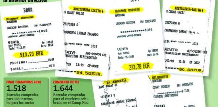 Algunas de las facturas del ex presidente del FC Barcelona, Joan Laporta