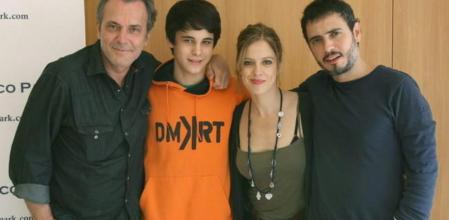 De izquierda a derecha, los actores José Coronado, David Solans, la actriz, Maria Molins y Julio Manrique, posan para los medios durante la presentación esta tarde en Tarragona del rodaje del filme 'Fill de Caín'