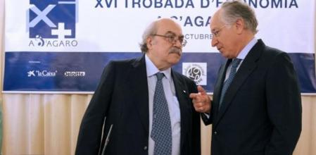 El conseller Mas-Colell y el director de La Caixa, Juan María Nin