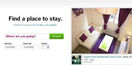 Imagen de la página web de Airbnb, donde se puede encontrar alquileres de casa o habitaciones