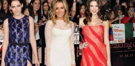 Kristen Stewart, Ashley Tisdale y Ashley Greene en la premiére de 'Amanecer parte I' en Los Ángeles