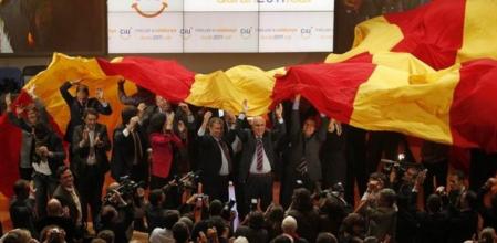 El candidato de CiU, Josep Antoni Duran Lleida, durante el mítin final de su partido en Girona