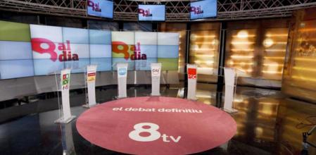 Vista del plató vacío donde debía celebrarse el debate a cinco