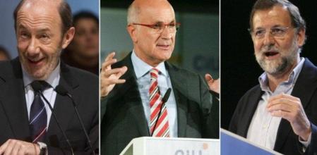 Alfredo Pérez Rubalcaba, Josep Antoni Duran i Lleida y Mariano Rajoy