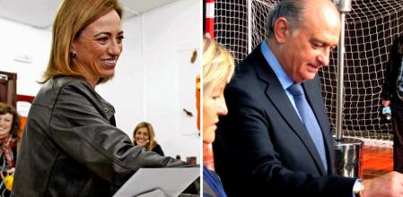 Los candidatos por el PSC y el PP por Barcelona a las elecciones generales, Carme Chacón y Jorge Fernández Díaz, respectivamente