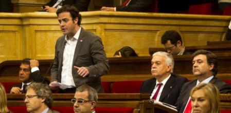 Uriel Bertran, diputado de Solidaritat, durante una intervención en el Parlament de Catalunya