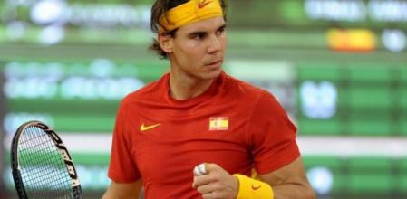 El tenista balear celebra un punto ante el argentino Juan Mónaco