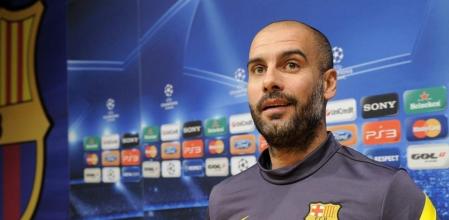 Guardiola, durante de la rueda de prensa previa al encuentro ante el BATE Borisov
