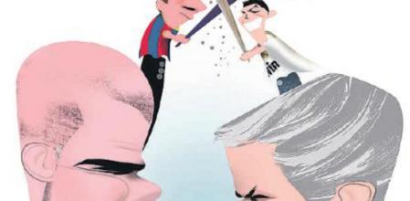 Caricatura de Josep Guardiola y Jose Mourinho, entrenadores del Barça y del Madrid
