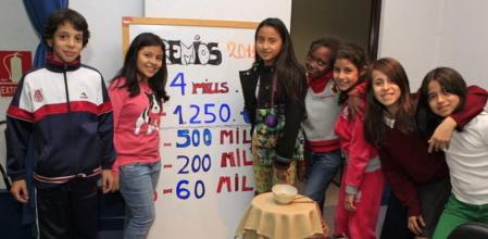 Un grupo de niños del colegio de San Ildefonso durante un ensayo del Sorteo de la Lotería de Navidad