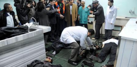 Fallecidos en el atentado suicida en Damasco, en una imagen distribuida por la agencia oficial Sana