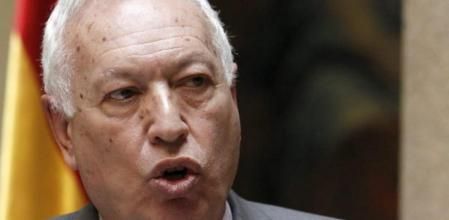 El ministro de Exteriores y Cooperación, José Manuel García-Margallo, durante su intervención en el acto de toma del nuevo secretario de Estado de Cooperación Internacional y para Iberoamérica, Jesús Gracia Aldaz